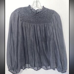 Zara Charcoal Mock Blouse